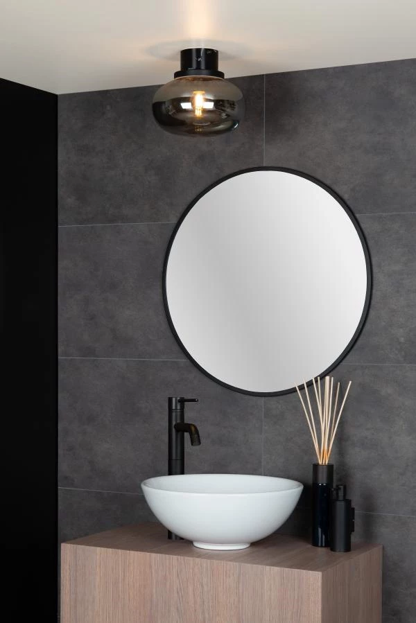 Lucide LORENA - Flush ceiling light Bathroom - Ø 23 cm - 1xE27 - IP44 - Smoke Grey - ambiance 1